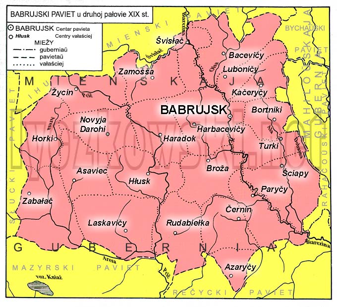 Mapa powiatu bobrujskiego