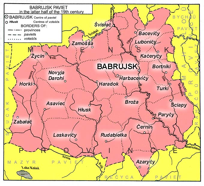 Babrujsk Uyezd map