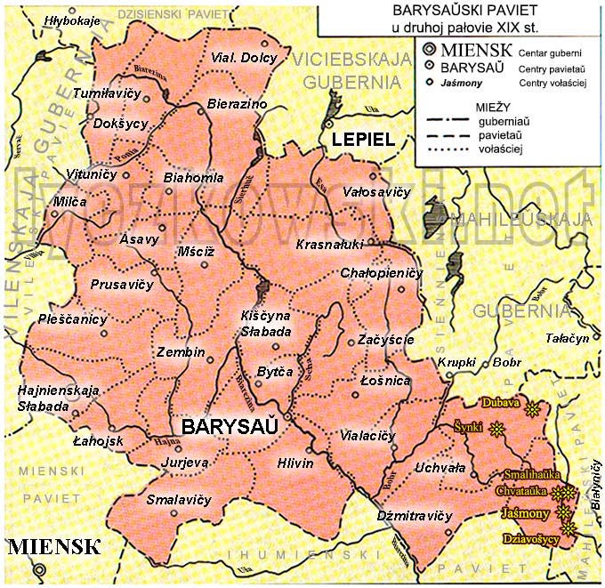 Mapa powiatu borysowskiego