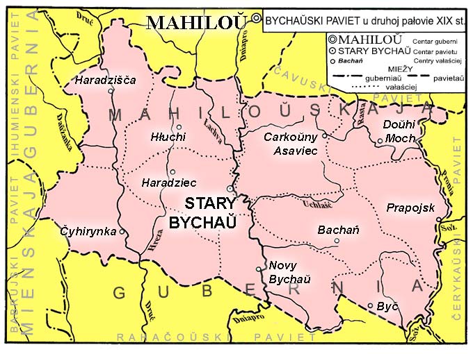 Mapa powiatu bychowskiego