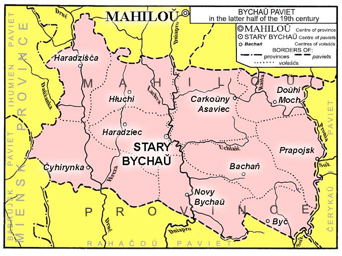 Bychaŭ Uyezd map