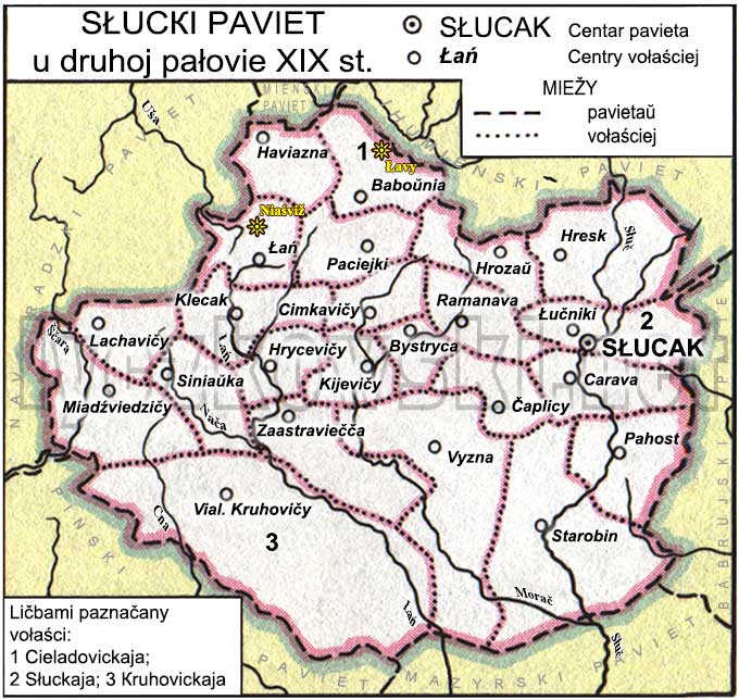Mapa powiatu słuckiego